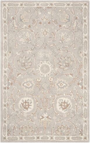 SAFAVIEH Heritage Collection Area Rug - 8' x 10', Silver & Ivory, Handmade Traditional Oriental Wool, Ideal for High Traffic Areas in Living Room, Bedroom (HG824B) in Saudi Arabia