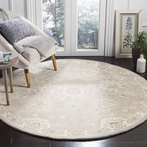 SAFAVIEH Heritage Collection Area Rug - 8' x 10', Silver & Ivory, Handmade Traditional Oriental Wool, Ideal for High Traffic Areas in Living Room, Bedroom (HG824B) in Saudi Arabia