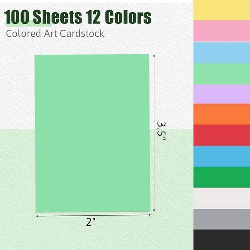 Shindel 100 Sheets Construction Paper for Crafts, 12 Color Cardstock Paper Kids Art Crafts Card for Art Class Invitation Making Scrapbooking 250gsm in Saudi Arabia