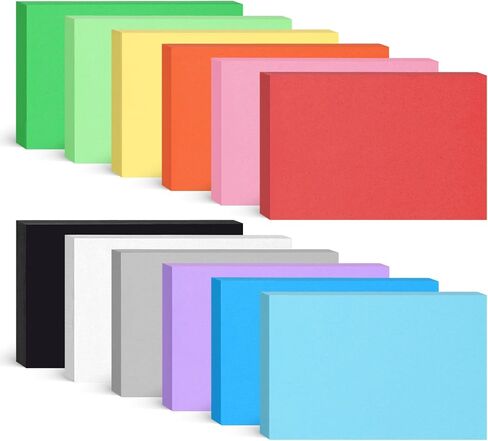 Shindel 100 Sheets Construction Paper for Crafts, 12 Color Cardstock Paper Kids Art Crafts Card for Art Class Invitation Making Scrapbooking 250gsm in Saudi Arabia