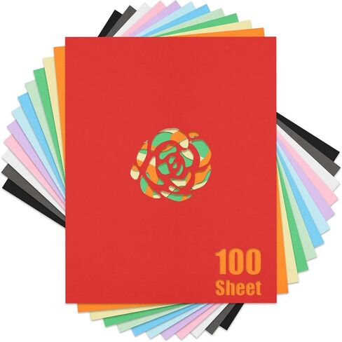 Shindel 100 Sheets Construction Paper for Crafts, 12 Color Cardstock Paper Kids Art Crafts Card for Art Class Invitation Making Scrapbooking 250gsm in Saudi Arabia