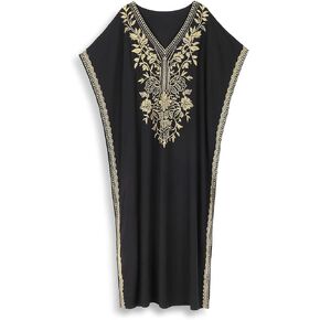Moroccan Kaftan Dresses for Women Plus Size Caftans Loungewear Embroidered Beach Kaftan Cover up mumu House Dress