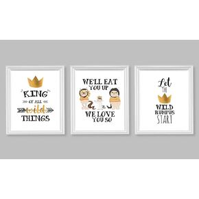 Sweet Wild Things Themed Wall Art Print Decor (Set of Three) We'll Eat You Up We Love You So Sign