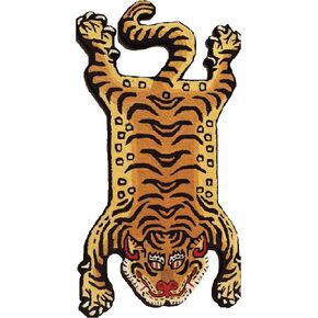 Generic Tibetan Tiger Print Skin Area Rug For Home Decor Wall Hanging For Living Room Bedroom Anti-Slip Rug Gift By Aftab Collection (2 X 3 Feet, Black Gold)
