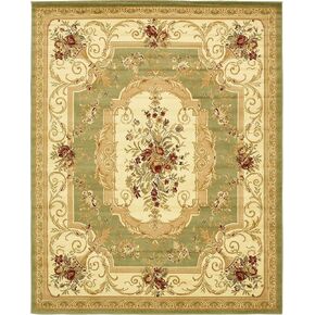 Unique Loom Versailles Collection Traditional Classic Floral Motif Area Rug (8' 0 x 10' 0 Rectangular, Green/ Ivory)