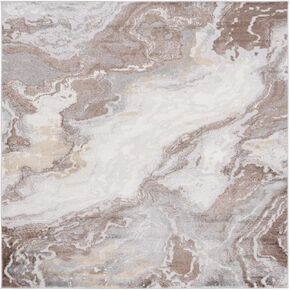 SAFAVIEH Palma Collection Area Rug - 6'7" Square, Beige & Brown, Modern Abstract Design, Non-Shedding & Easy Care, Ideal for High Traffic Areas in Living Room, Bedroom (PAM348B)