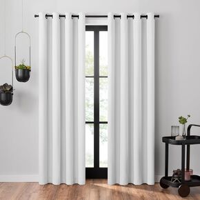 Umbra العثماني محكم الصلبة 100٪ حلقة التعتيم 95 بوصة طويلة × 50 بوصة لوحة ستارة نافذة واسعة، الكتان in Kuwait