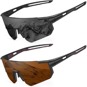 Polarized Cycling Sunglasses UV400 Protection Mens Women Mountain Bike Sports Goggles 2 pack NS920