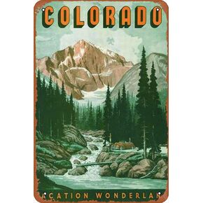 Colorado Travel Poster Retro Vintage Metal Tin Sign Wall Decor Retro Metal Signs 8X12 Inch