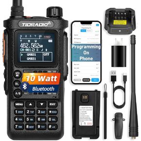 (2nd Generation) TIDRADIO TD-H8 10W HighPower Ham Radio Handheld with APP Wireless Programming, Long Range Radio with 2500mAh Large Battery (4 pcs), Two Way Radio with TD-771 Antenna & Speaker Mic.