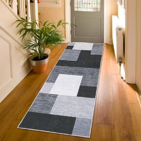 Fashionwu Geometric Area Rug Washable Rugs Rustic Vintage Non-Slip Rugs Soft Rug Non-Shedding Farmhouse Carpet for Living Room Bedroom Pet Friendly Area Rug Navy, 5' x 8'