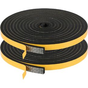 Weather Stripping Door Seal Strip, Adhesive Foam Tape, 1/2" W x 1/8" T Foam Insulation Tape Self-Adhesive for Sliding Doors, Front Door Frames & Windows Insulation, 3 Roll (1/4"W x 1/8"T x 50FT)