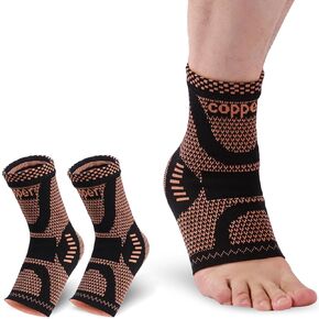 Copper Ankle Brace Support for Men & Women (Pair),Ankle Compression Sleeve Socks for Plantar Fasciitis, Achilles Tendonitis,Sprained Ankle,Pain Relief, Recovery,Sports (M)