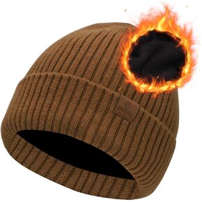 Oversized XL XXL Unisex Merino Wool Beanie with Fleece Lining Cold Weather Winter Hat Big Head