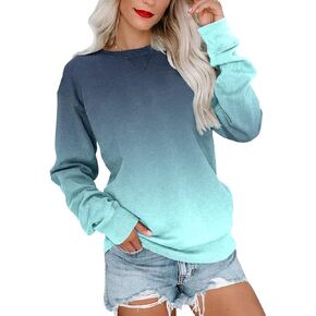 BeadChica Women's Casual Crew Neck Sweatshirts Long Sleeve Tops Cute Pullover Loose Fit-Gradient-S