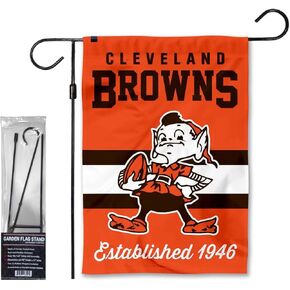 WinCraft Browns Retro Garden Flag and Stand Pole Holder Mount