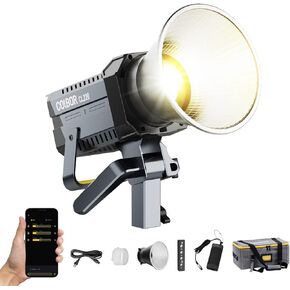 Video Light, COLBOR CL220M 220W Continuous Lighting 2700-6500K CRI96+ 58,100Lux@3.3ft COB Studio Light with Bowens Mount APP for Film Live, Video-Light-Studio-LED-Photography