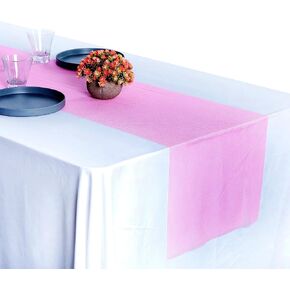 MDS Pack of 10 Wedding 12 x 108 inches Chiffon Table Runner for Wedding, Decorations for Birthday Parties, Banquets, Graduations, Engagements, Runners fit Rectangle, Round Table - Baby Blue