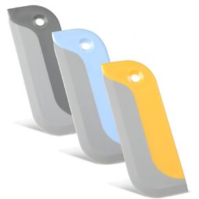 3 Pcs Small Squeegees Mini Rubber Blade Mini Water Scraper Window Tint Tools Glass Cleaner Squeegee Tool for Window, Mirror, Bathroom, Kitchen Countertops and Sink, Car Windshield (3 Colors)