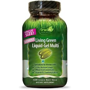 Irwin Naturals Women's Living Green Liquid-Gel Multi Vitamin - 70 Essential Nutrients, Full-Spectrum Vitamins, Wholefood Blend - Targeted Adrenal & Brain Support - 90 Liquid Softgels in Kuwait
