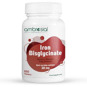 Ambrosial Iron Bisglycinate 28Mg Tablets Pack of 1-120 Tablets