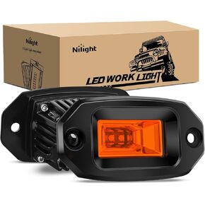 Nilight 2Pcs 40W Flush Mount LED Pods Flood LED Work Light Bar, Off Road Backup Driving Lights Fog Lamp for Jeep Bumper ATV UTV SUV Truck Boat