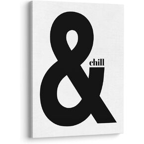 XWELLDAN And & Chill Ampersand Bold Wall Art Canvas Prints,Modern Black and White Wall Art Decor for Home Bedroom Living Room, 11 x 14 Inch, Framed