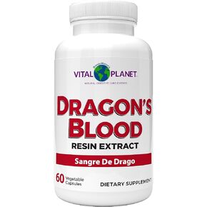 Vital Planet - Dragon's Blood Resin Extract Croton Lechleri Sangre de Drago (Sangre de Grado) Digestive Health Supplement Sustainably Sourced from Amazon Rainforest of Peru, 500mg 60 Capsules