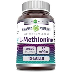 Amazing Formulas L-Methionine 1000mg 100 Capsules Supplement | Non-GMO | Gluten Free | Made in USA