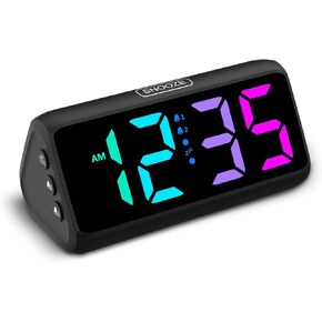 Netzu Loud Alarm Clock for Heavy Sleepers, RGB Alarm Clocks for Bedrooms Seniors Kids, Plug in Digital Clock with 5 Dimmers, 2 Alarms, 4 Volumes and Snooze