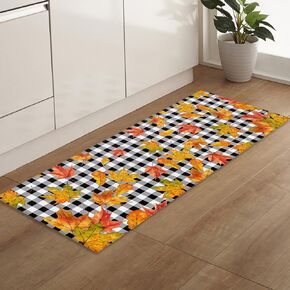 Runner Rugs, Golden Retriever Dog Pumpkin Leaves Thanksgiving Fall Non Slip Low Profile Hallway Runner Rug for Entryway Entrance Kitchen Laundry Room Bedroom, 15.7"X47.2"