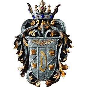 Design Toscano Count Dracula's Coat of Arms Wall Plaque Sculpture, 12 Inch, Faux Pewter Finish