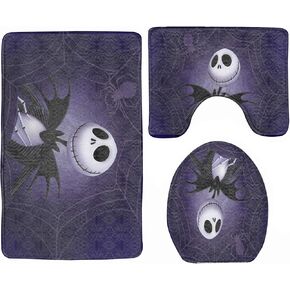 3 Piece Super Plush Non-Slip Bath Mat Rug Set Halloween Toilet Carpet Rugs