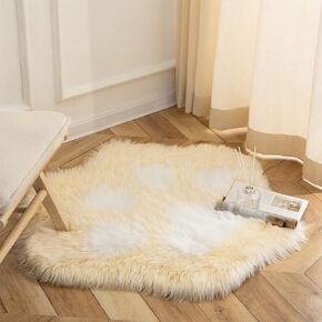 Ashler Ultra Soft Faux Sheepskin Fur Rug, Kids Room Rug, Shaggy Cat Paw Rugs, Non Slip Throw Rug, Fluffy Carpet Bedroom Rug, Area Rug, Yellow 2.55 x 3 Feet