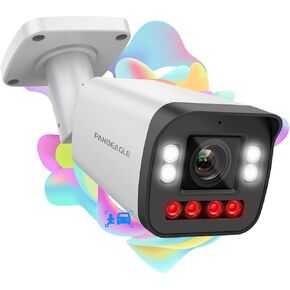 PANOEAGLE 8MP(4K) Bullet PoE IP Camera Outdoor, 5X Optical Zoom Dual Light Security Camera, 98FT Color Night Vision,Human Vehicle Detection,2-Way Audio,Micro Slot,IP67