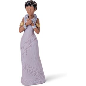 AIDLNS African Women Figurine Statue, African Tribal Art Darker Skin Lady Figure Sculptures, Figruine for Home Decoration, Spiritual Grace