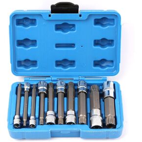 10Pcs XZN Triple Square Socket Kit Spline Socket Bit Set Long Drive Metric Bits 4-Inch Kit ¼“ ⅜" and ½" Drive Ratchets