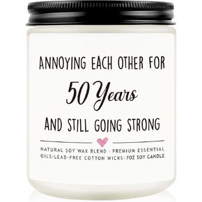 50th Wedding Anniversary Candle Gifts, Anniversary Candle for Couple, Parents, Grandparents, 50 Years Gifts, 50 Year Anniversary for Husband, Wife, Golden Anniversary Candle, Anniversary Decoration
