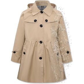 Betusline Girls Rain Jackets Lightweight Waterproof Hooded Trench Coat Windbreakers for Kids,2-14 Years