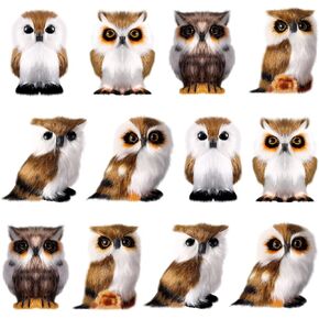 Sratte Christmas Owl Ornament Furry Owl Ornaments Cute Hanging Owl Decoration for Christmas Tree Carnival Party(12 Pcs, Brown Style)