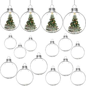 Liliful Glass Ornament for Crafts Clear Christmas Ornament Balls Fillable Clear Balls for Christmas Tree, Party Decor, Wedding, Xmas Transparent DIY Round Ball, Easy to Use to Fill (24 Pcs,3.15 inch)