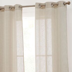 HLC.ME Emily Faux Linen Semi Sheer Light Filtering Transparent Back Tab Pocket Lightweight Window Curtains Drapery Panels for Bedroom, Dining Room & Living Room, 2 Panels (52 x 84 Inch, Taupe)