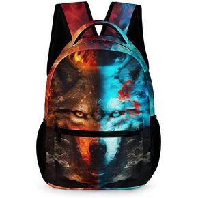 Wolf School Backpack for Kids Girls Boys, 16 Inch Cool Wolf Themed Bookbag, Personality School Backpack for Students Children, Lightweight, Large Capacity