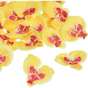 PATIKIL 2.8" Artificial Orchid Flower Heads, 20 Pack Silk Phalaenopsis Fake Butterfly Orchid Heads for Wedding Floral Bouquet Decor DIY Craft Making, Yellow
