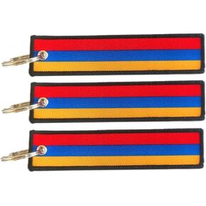 JAVD Armenia Flag Keychain Tag with Key Ring - Keys, Cars, Motorcycles, Backpacks, Luggage and Gifts - EDC (3 Pack)