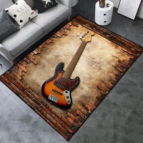 Burning Guitar Music Movie Pattern Area Rugs Music Lover Carpet Comfort Rug Welcome Doormat Door Mats Decorator for Front Door Living Room Kitchen Bedroom (Guitar-8)