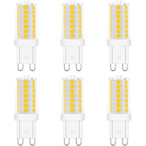 Dimmable G9 LED Light Bulbs 120V, 35W T4 G9 Halogen Equivalent, Warm White 2700K 3000K for Crystal Chandeliers Lights, Accent,Pedant Lights,Wall Sconces,Ceiling Lights 6-Pack