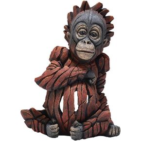 Enesco Edge Sculpture Baby Orangutan Sitting Animal Figurine, 7.875 Inch, Orange