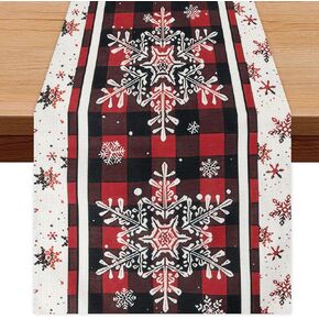 Christmas Table Runner, 72 Inches Plaid Bells Table Runner Christmas Theme, Holiday Table Runner Christmas Table Decor Coffee Table Runner Winter Table Runner Christmas Table Decorations Indoor