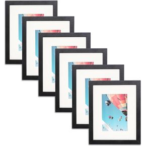 Value Set of 6 Black 16x20 Picture Frames matted to 11x14 Photos, Plexiglass, Wall Hanging
